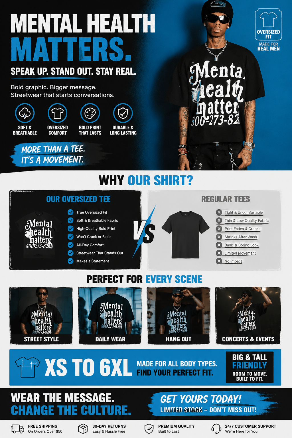 Mental Health Matters Tee - Black