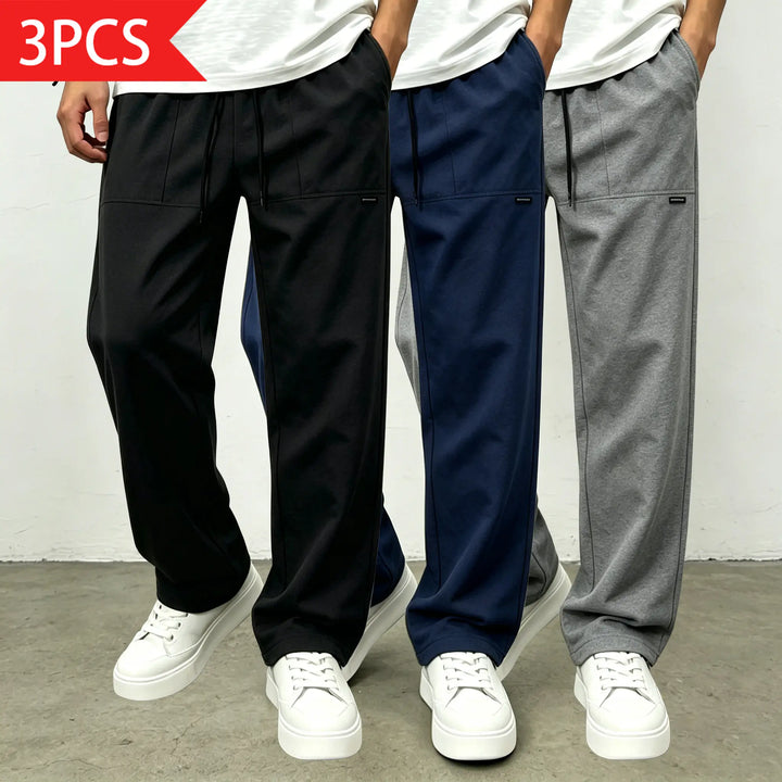 Basic Plain Loose Drawstring Mid Waist Pants