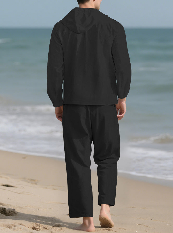Linen-Blend Relaxed Fit Shirt &amp; Pants Set
