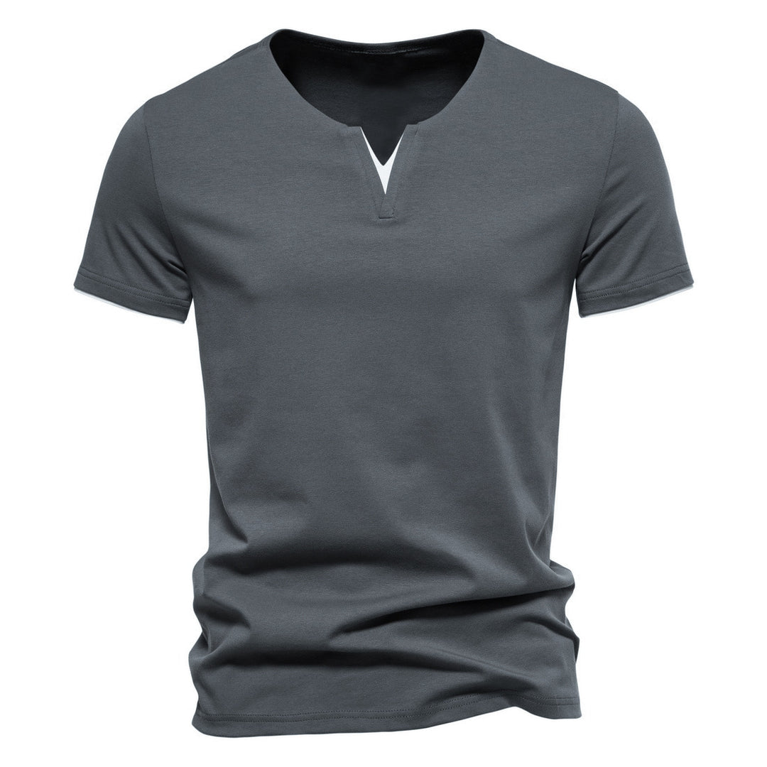 Slim Fit V-Neck Henley Tee