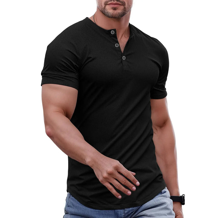 Slim Fit Henley Muscle Tee