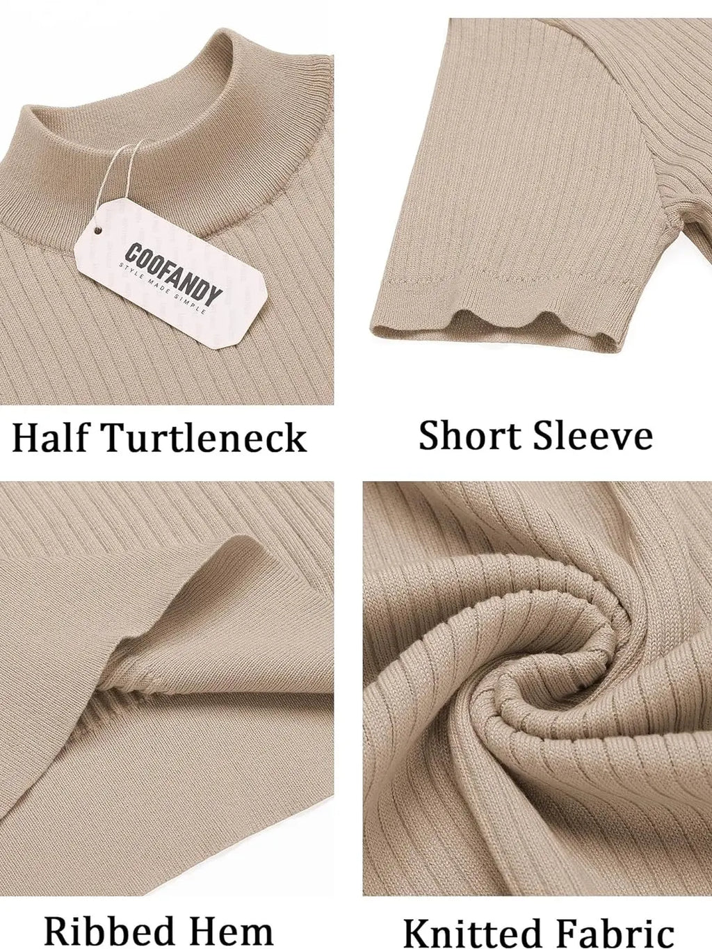 Ribbed Mock Neck Knit Tee