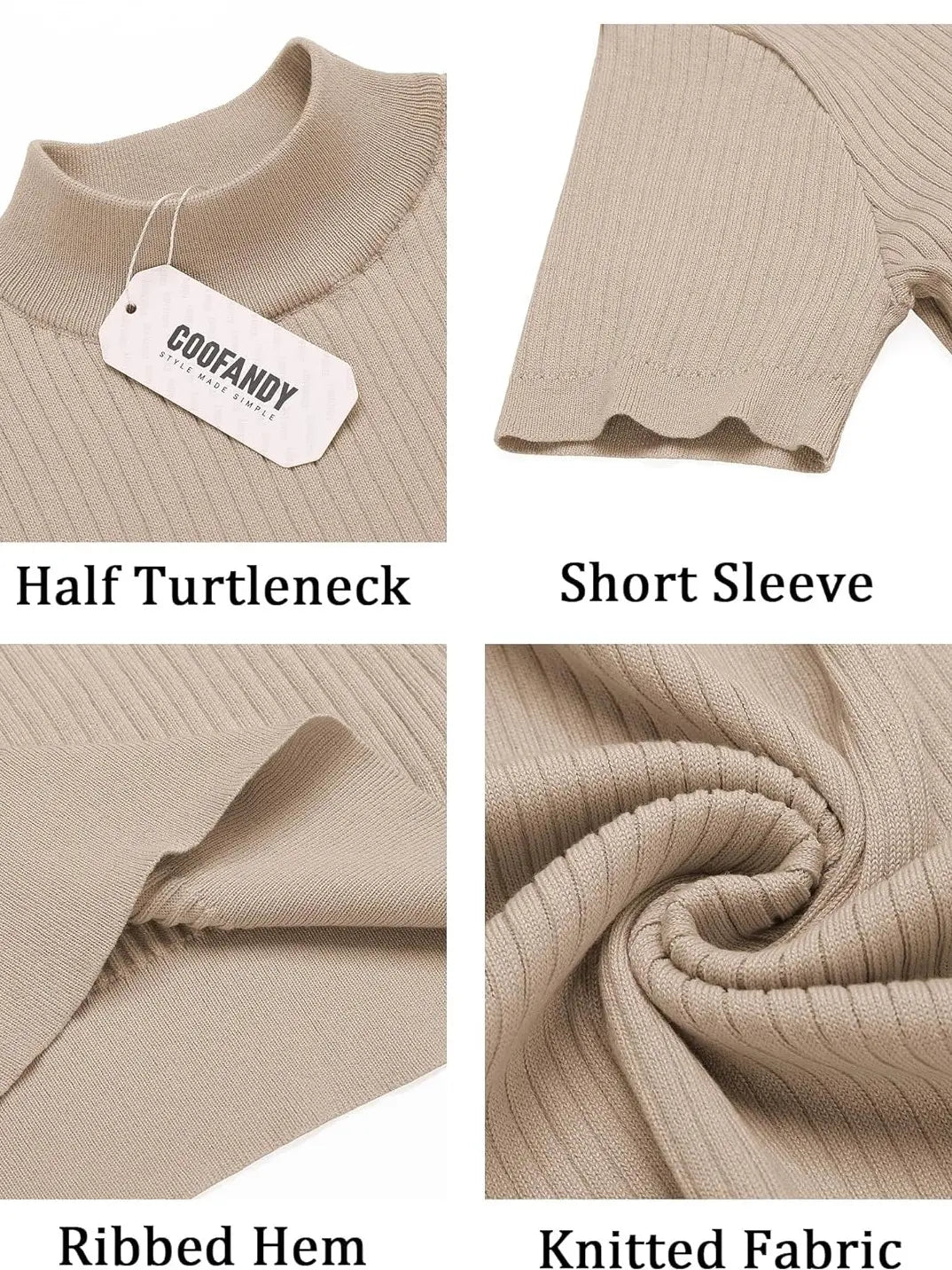 Ribbed Mock Neck Knit Tee