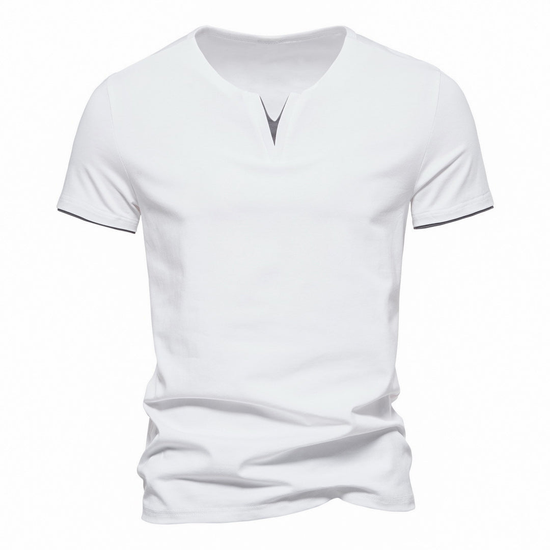 Slim Fit V-Neck Henley Tee