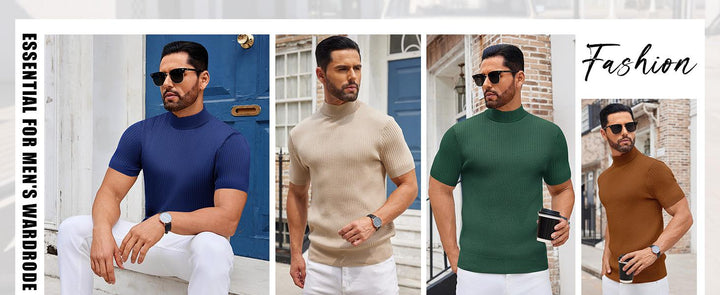 Ribbed Mock Neck Knit Tee
