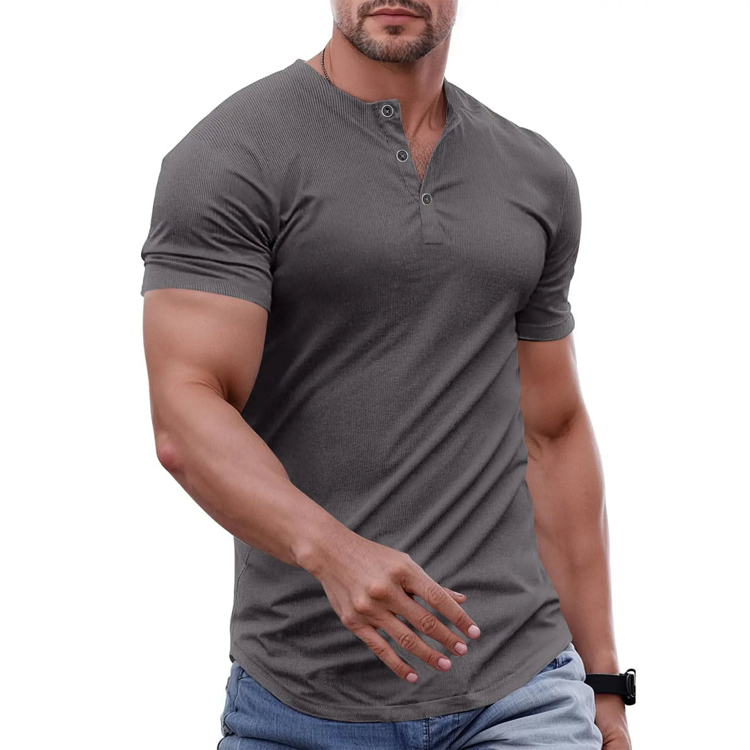Slim Fit Henley Muscle Tee