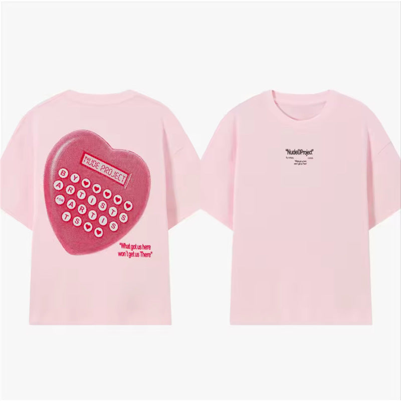 Heart Code Graphic Oversized Tee