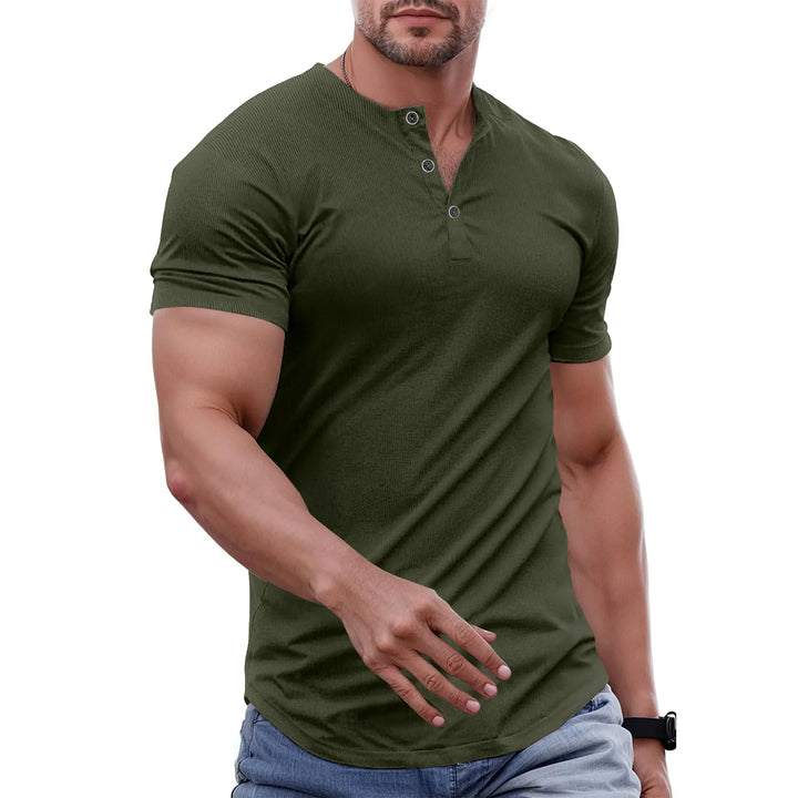 Slim Fit Henley Muscle Tee