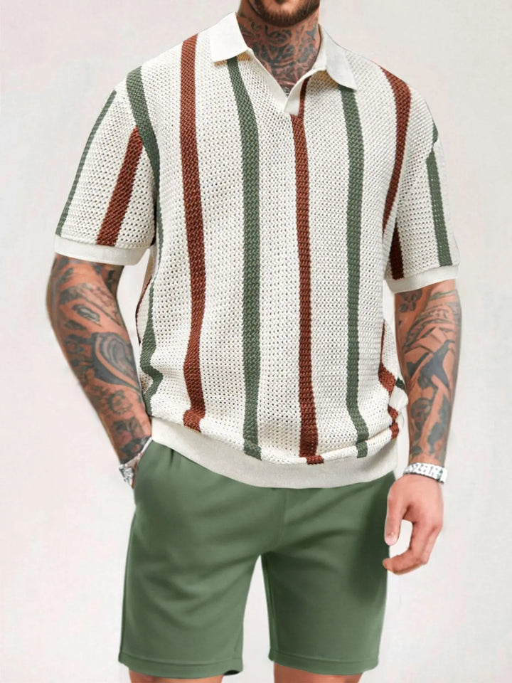Monaco Knit Stripe Polo Shirt