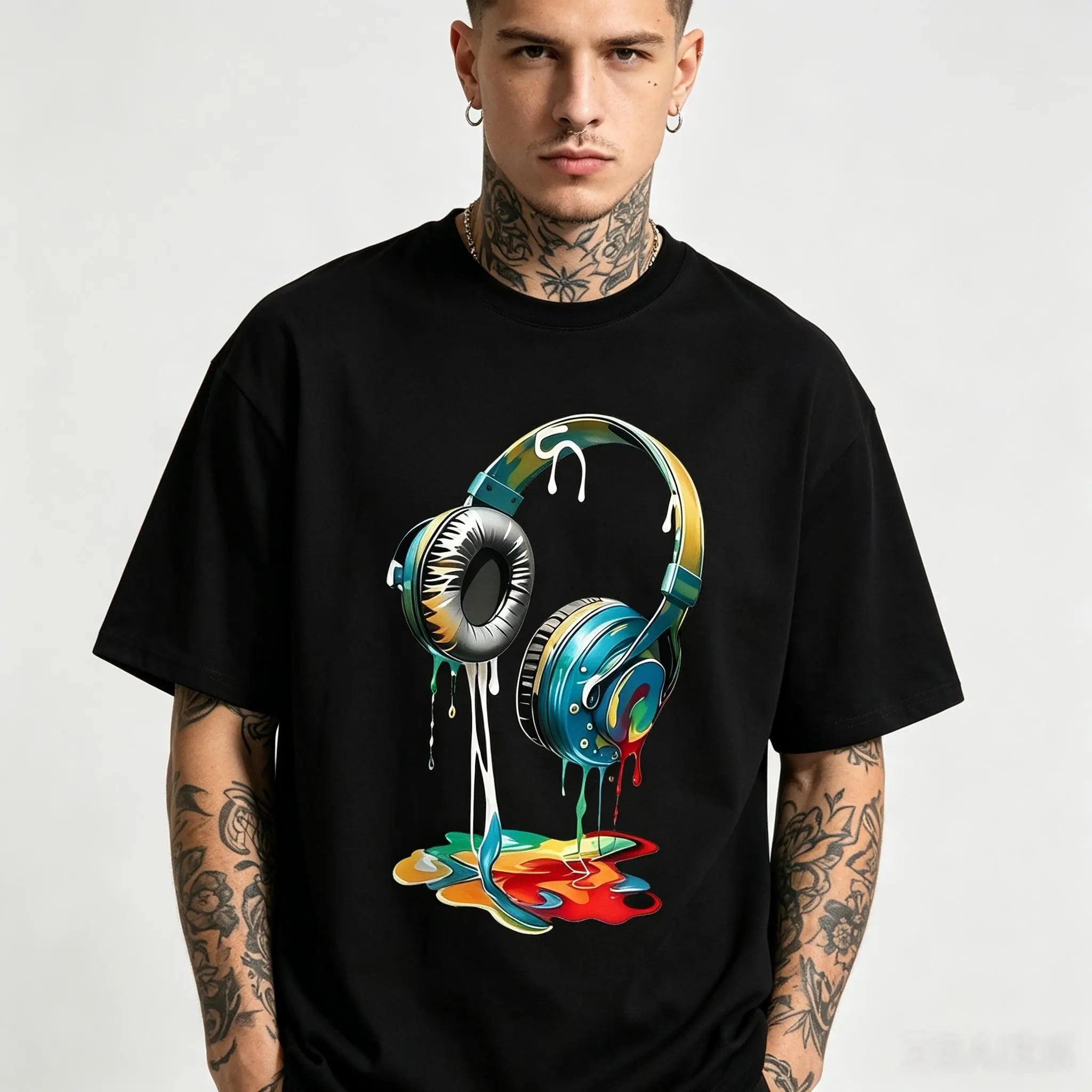 Color Splash Headphones Graphic Tee