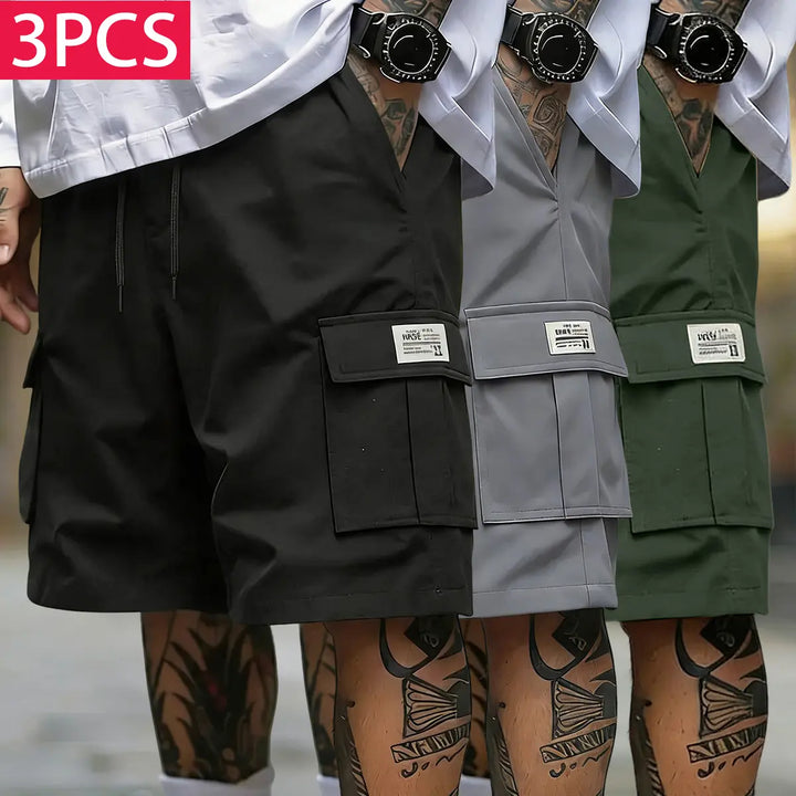 Men’s 3-Piece Cargo Baggy Shorts