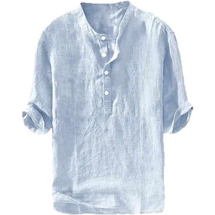 Coastal Breeze Linen Henley Shirt