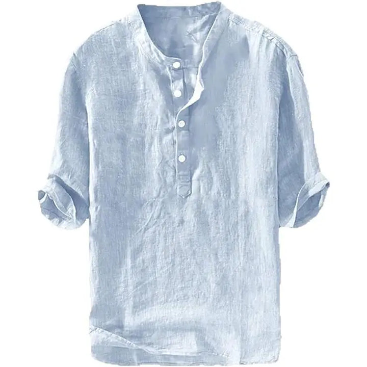 Coastal Breeze Linen Henley Shirt