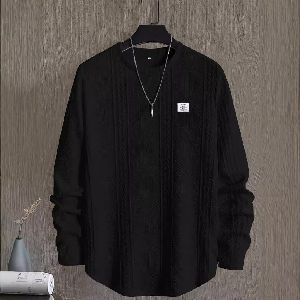 Textured Knit Long Sleeve Crewneck Sweatshirt