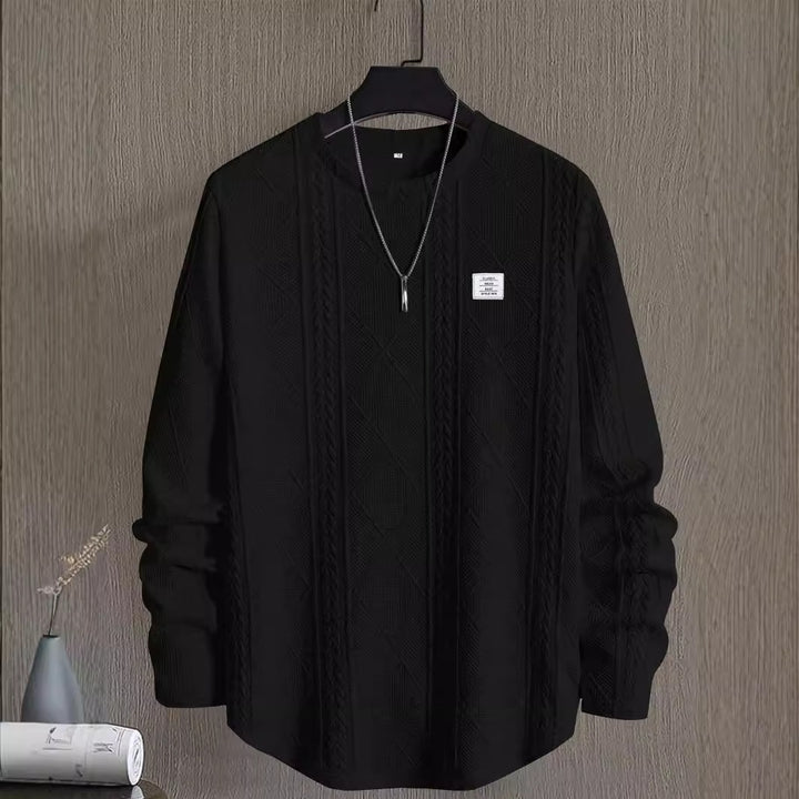 Textured Knit Long Sleeve Crewneck Sweatshirt