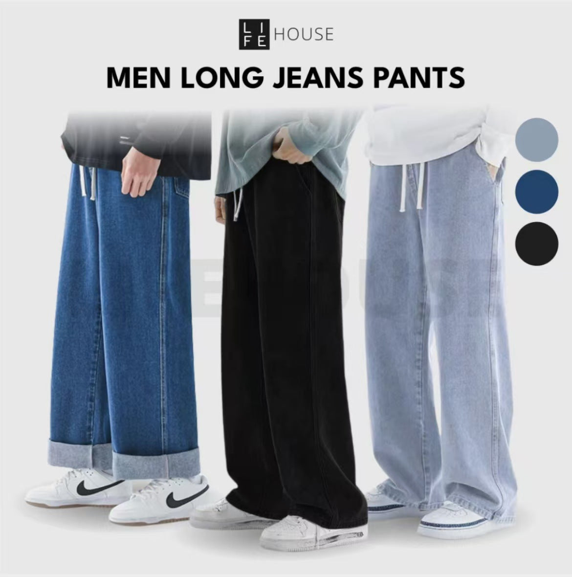 Relaxed Fit Wide-Leg Jeans