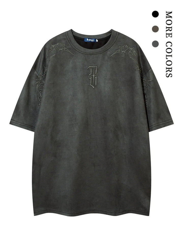 Vintage Washed Embroidered Oversized Tee