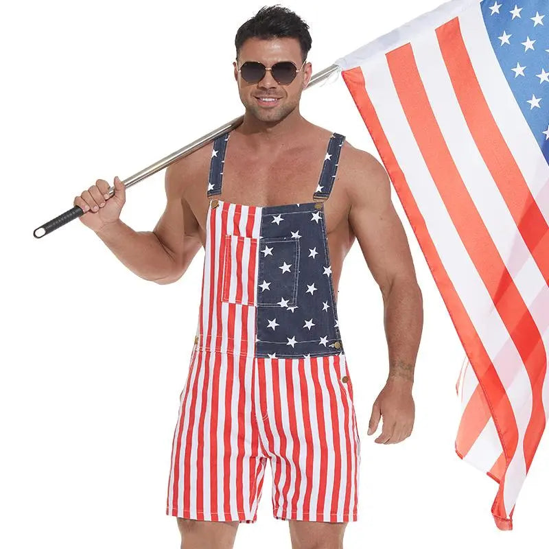 PATRIOTIC STRETCH BIB OVERALLS