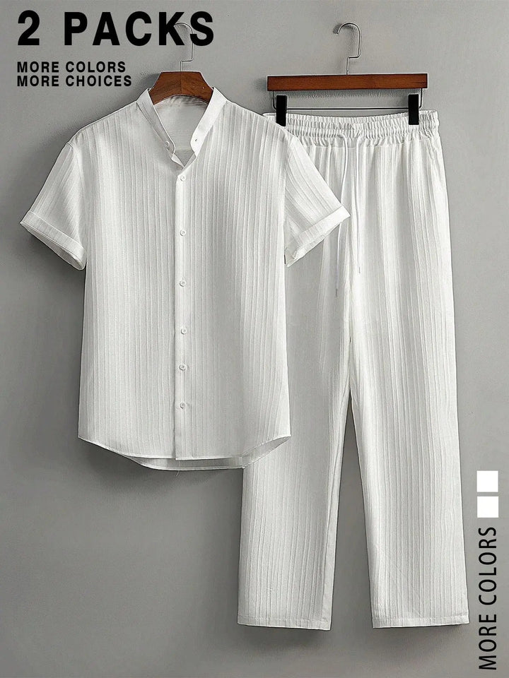 LinenEase Short Sleeve Shirt &amp; Pants Set