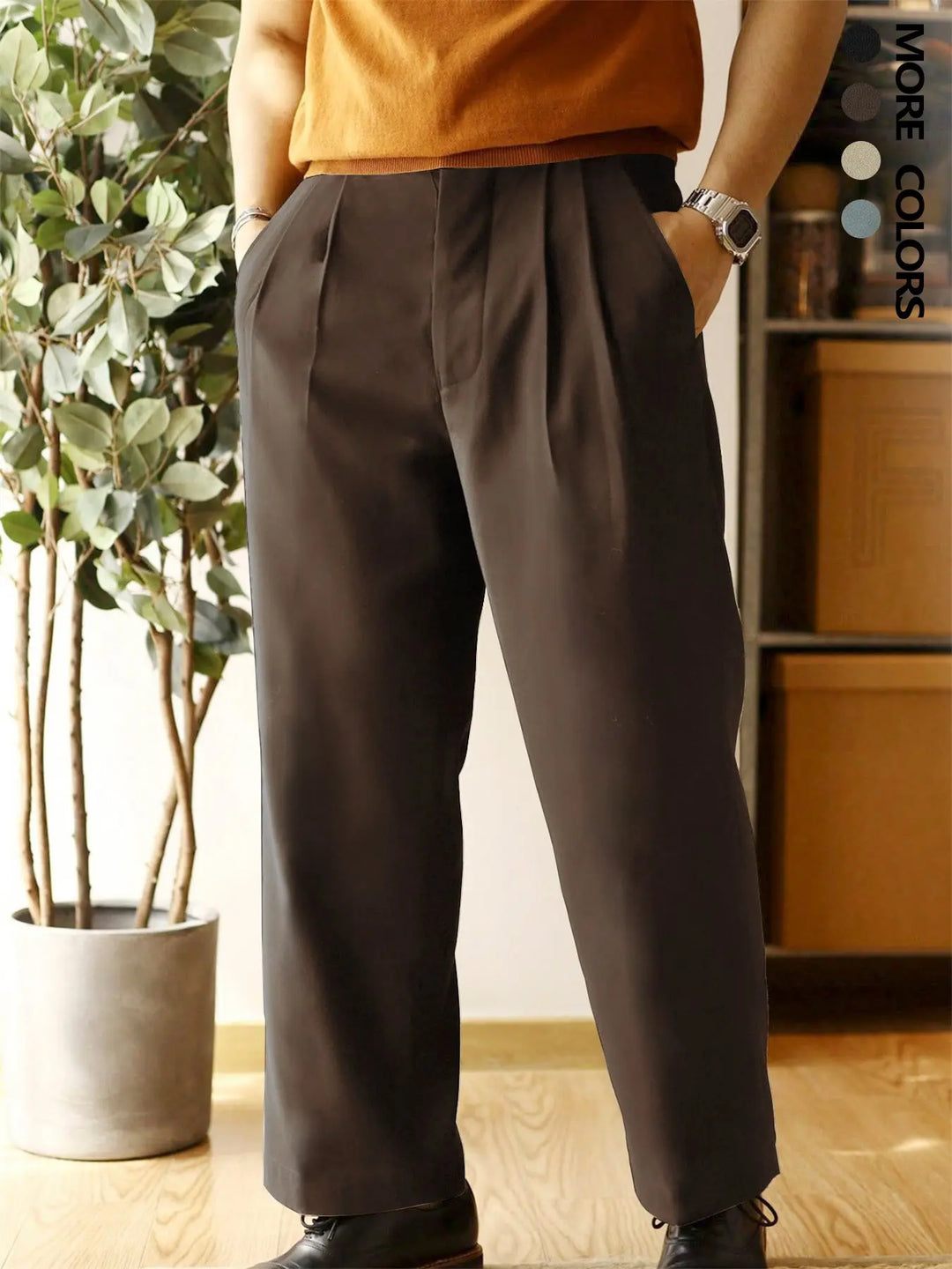 RELAXED TAILORED WIDE-LEG TROUSERS