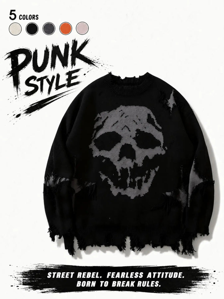 Ripped Drop Shoulder Sweater Pullover
