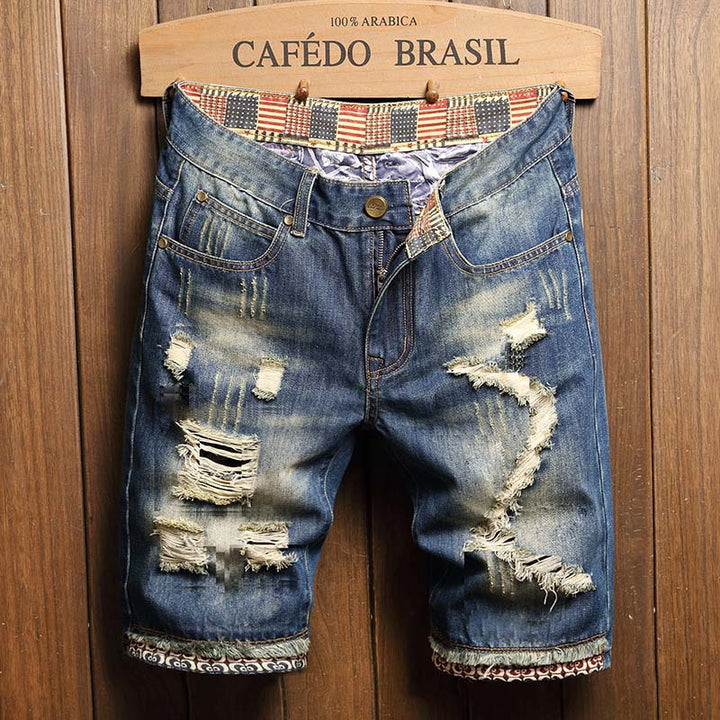 Street Style Patchwork Denim Shorts