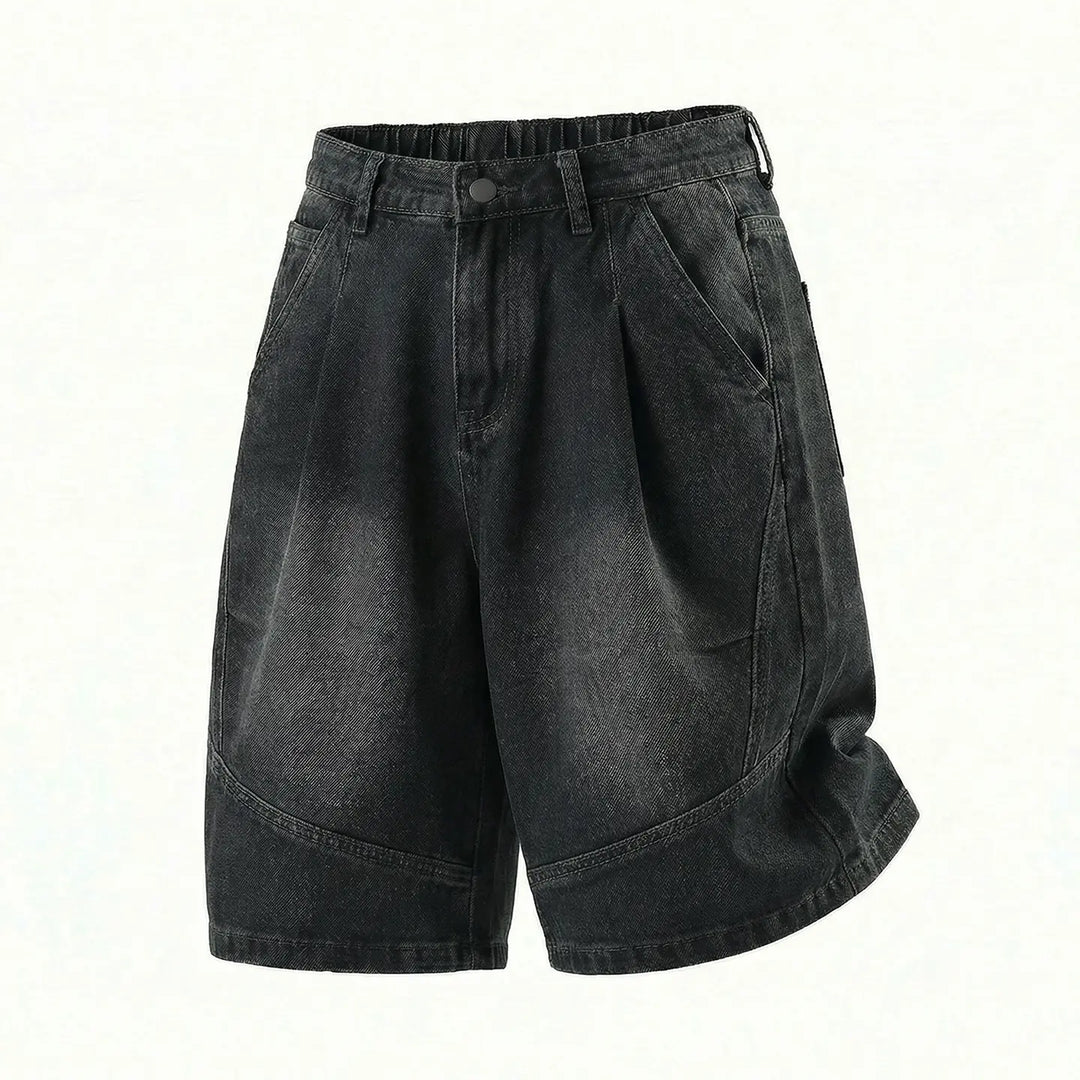 Washed Denim Cargo Shorts