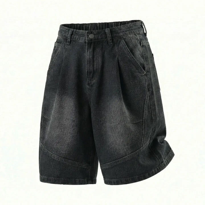 Washed Denim Cargo Shorts