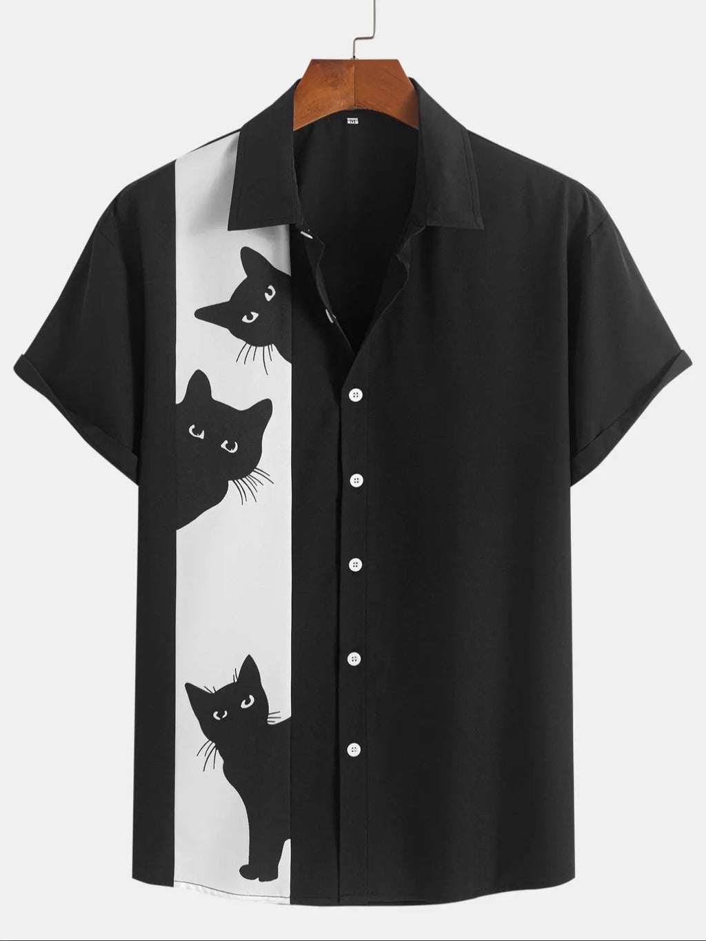 Playful Cat Print Resort Shirt