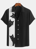 Playful Cat Print Resort Shirt
