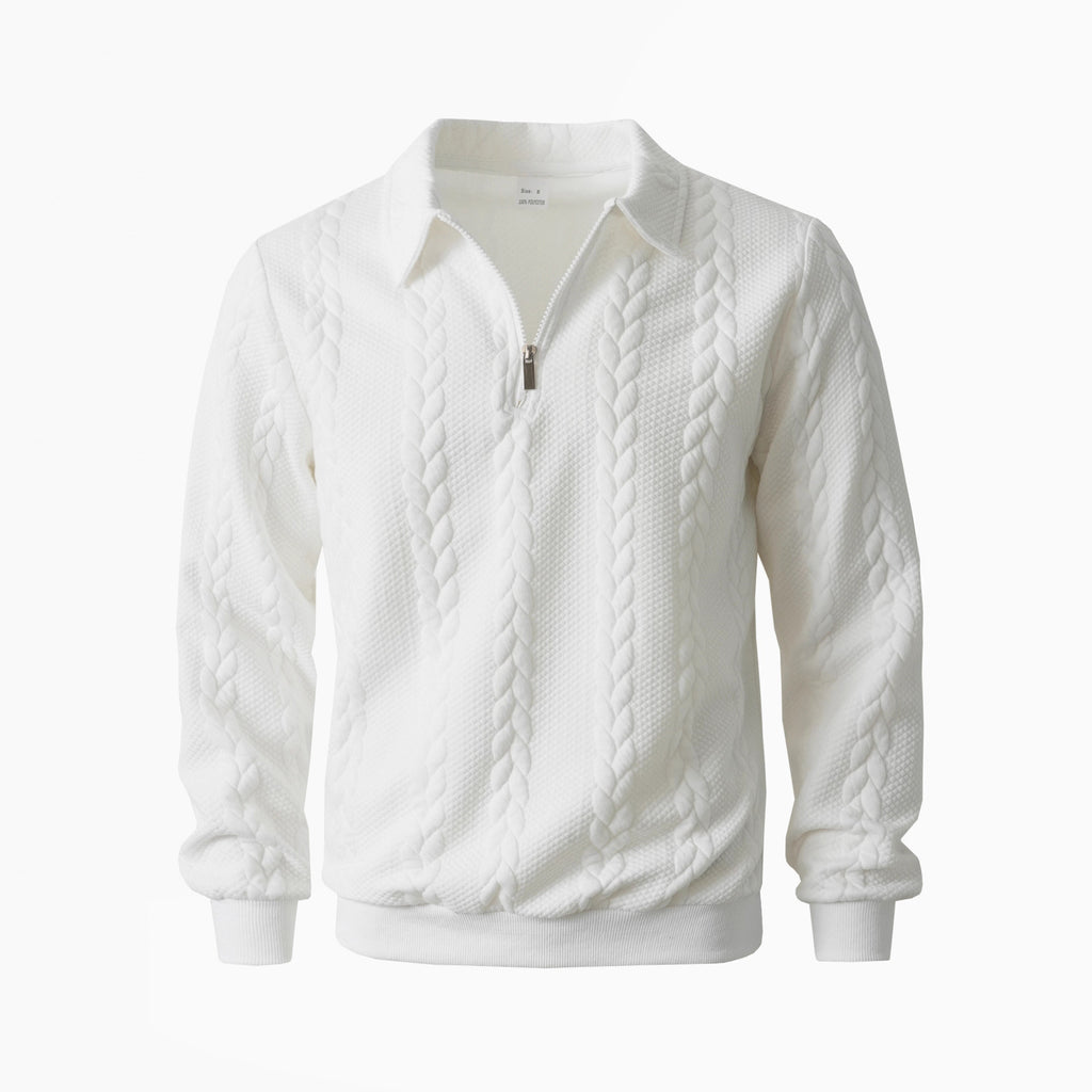 Men's Luxe Cable-Knit Quarter Zip Pullover