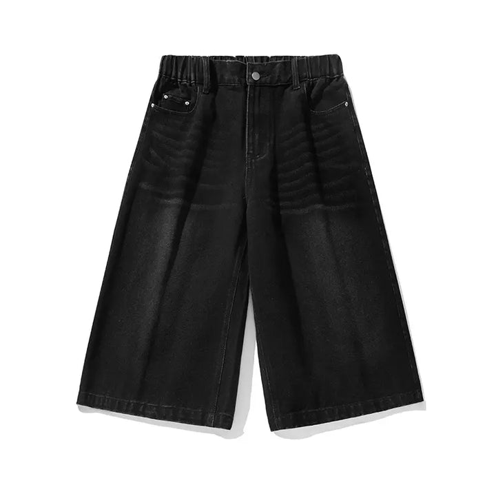 Retro Washed Wide Denim Shorts