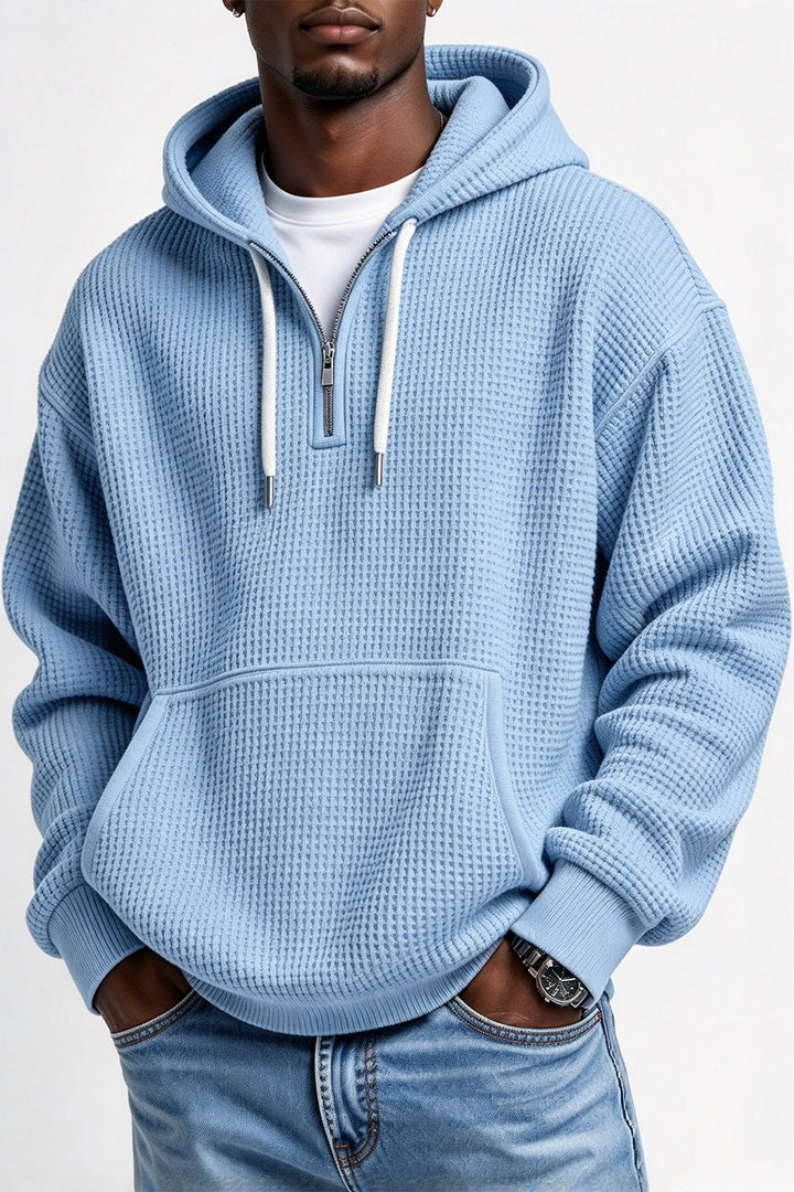 Zeeyr Waffle Knit Half-Zip Men Hoodie