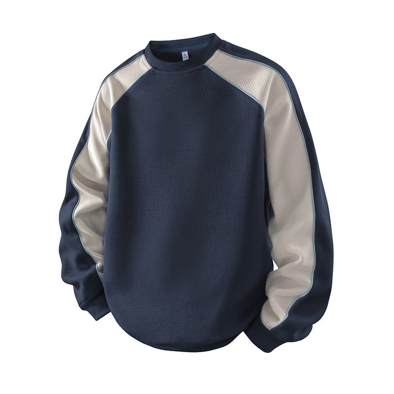 Contrast Waffle Knit Crewneck Sweatshirt