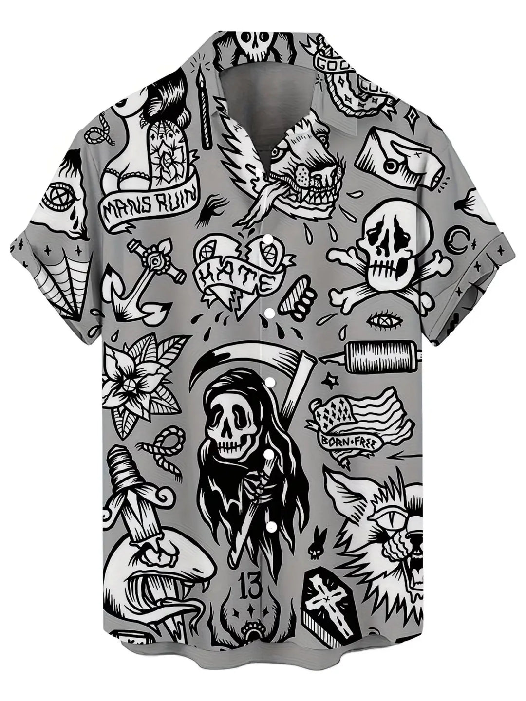 Dark Tropic Energy Skull Hawaiian Shirt