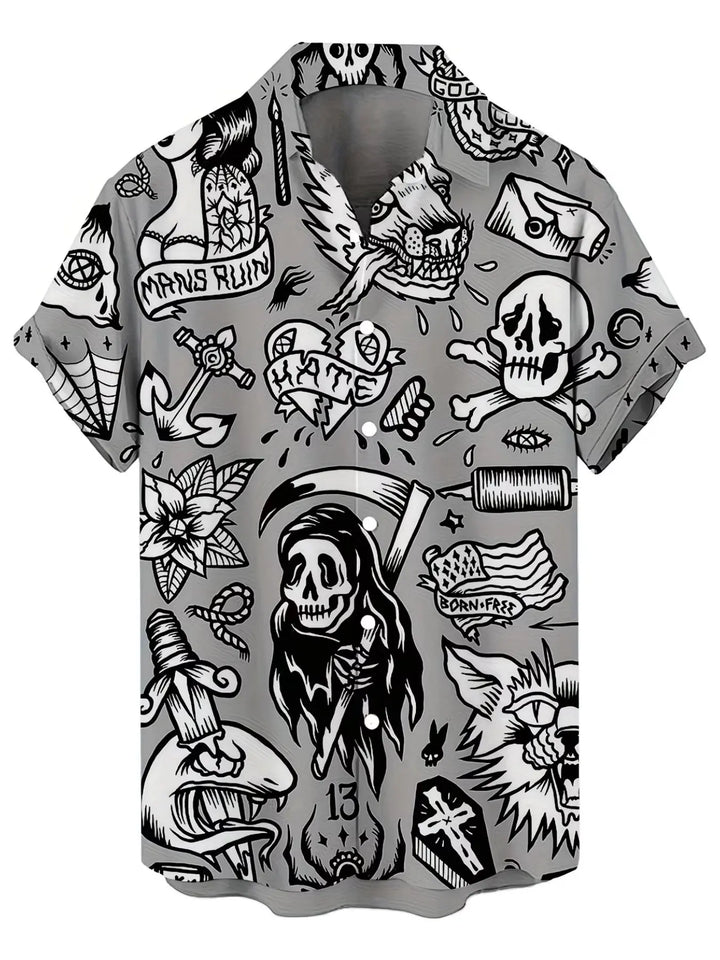 Dark Tropic Energy Skull Hawaiian Shirt