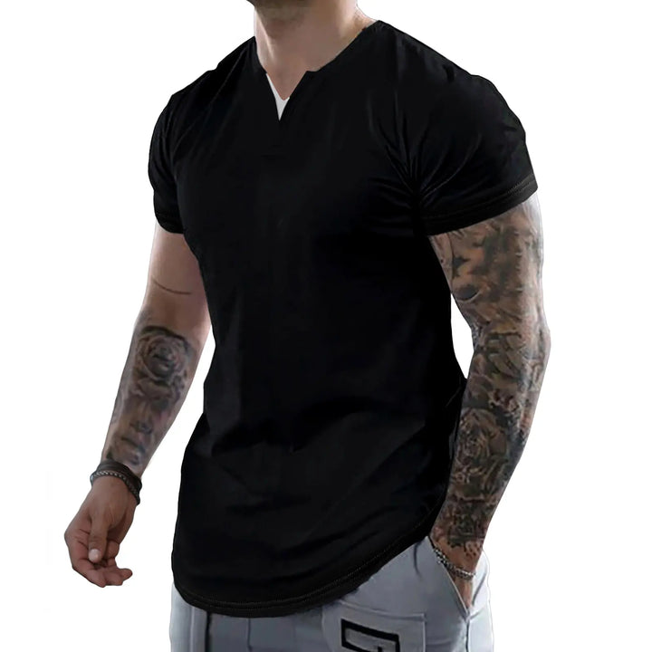 Slim Fit V-Neck Henley Tee
