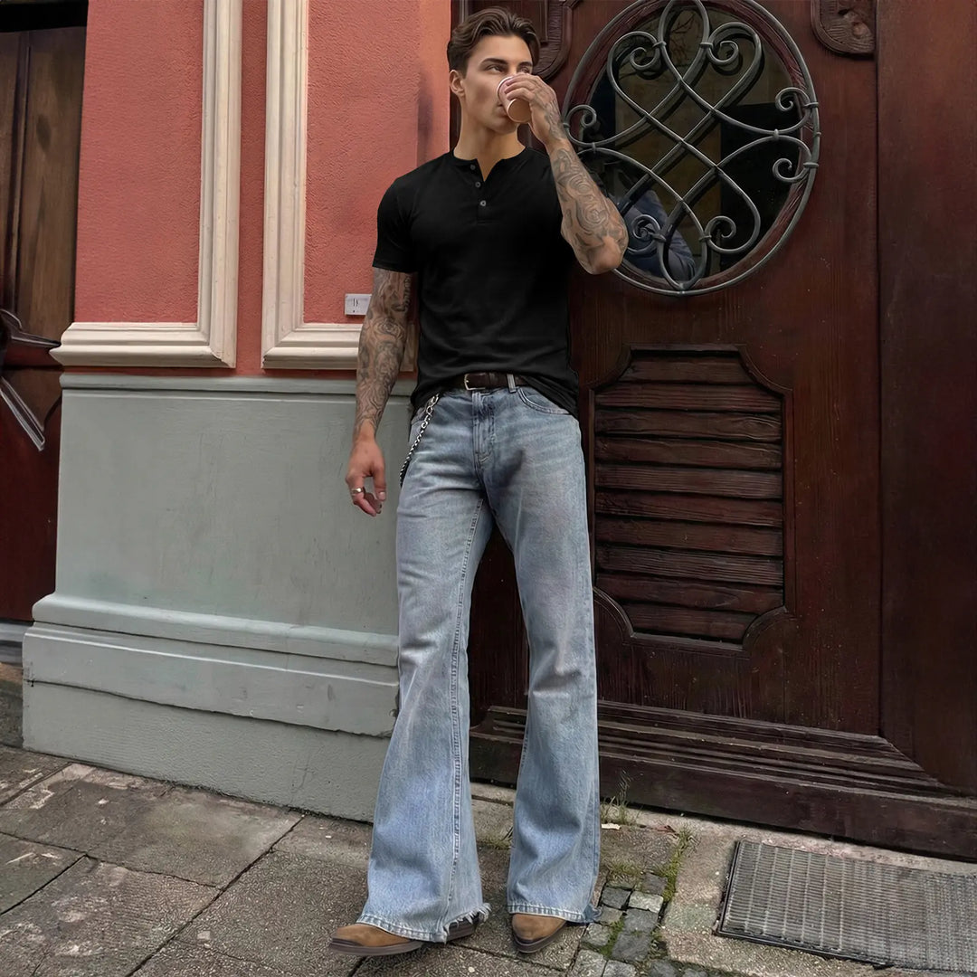 Slim Fit Henley Muscle Tee