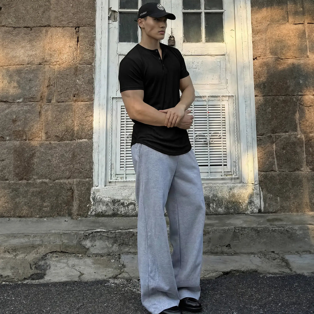 Slim Fit Henley Muscle Tee