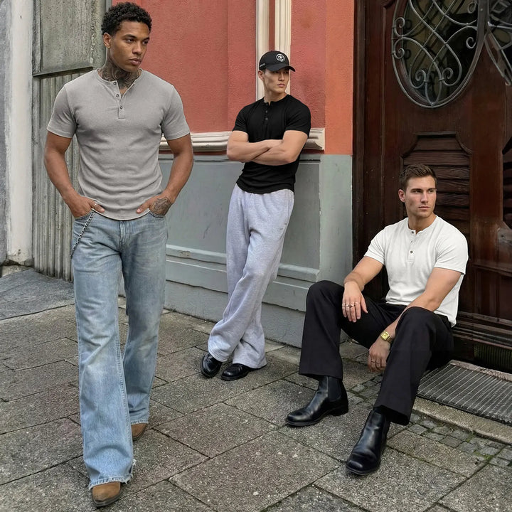 Slim Fit Henley Muscle Tee