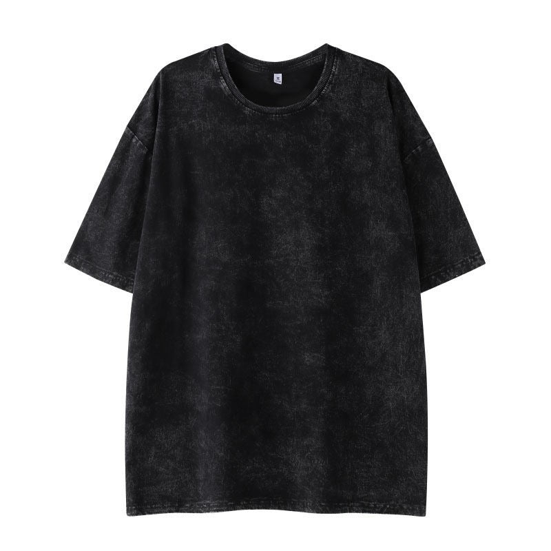 A washed black statement tee made for men