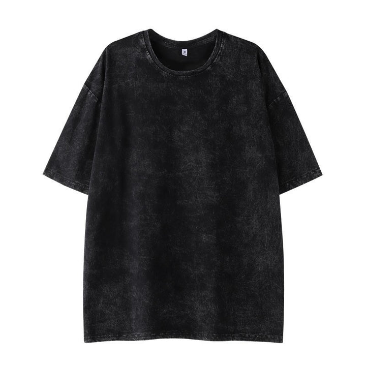 A washed black statement tee made for men