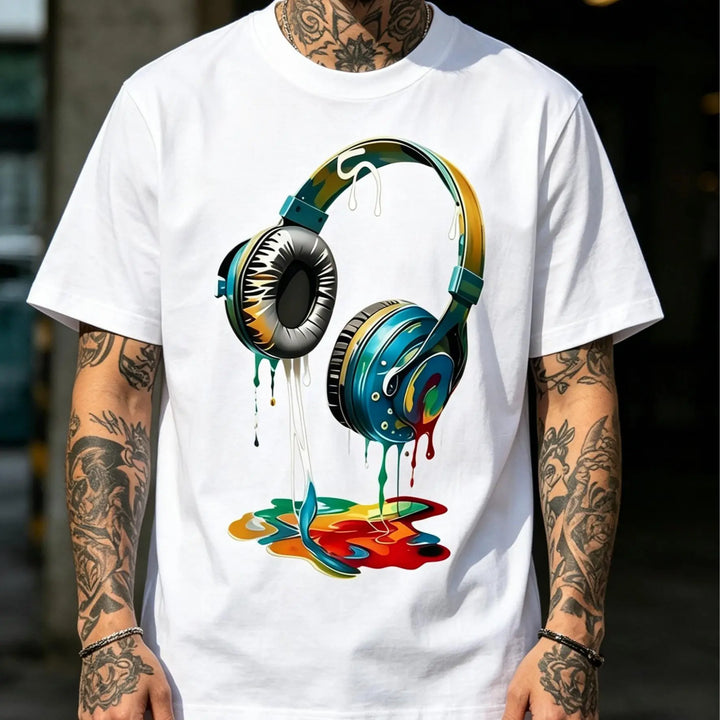 Color Splash Headphones Graphic Tee