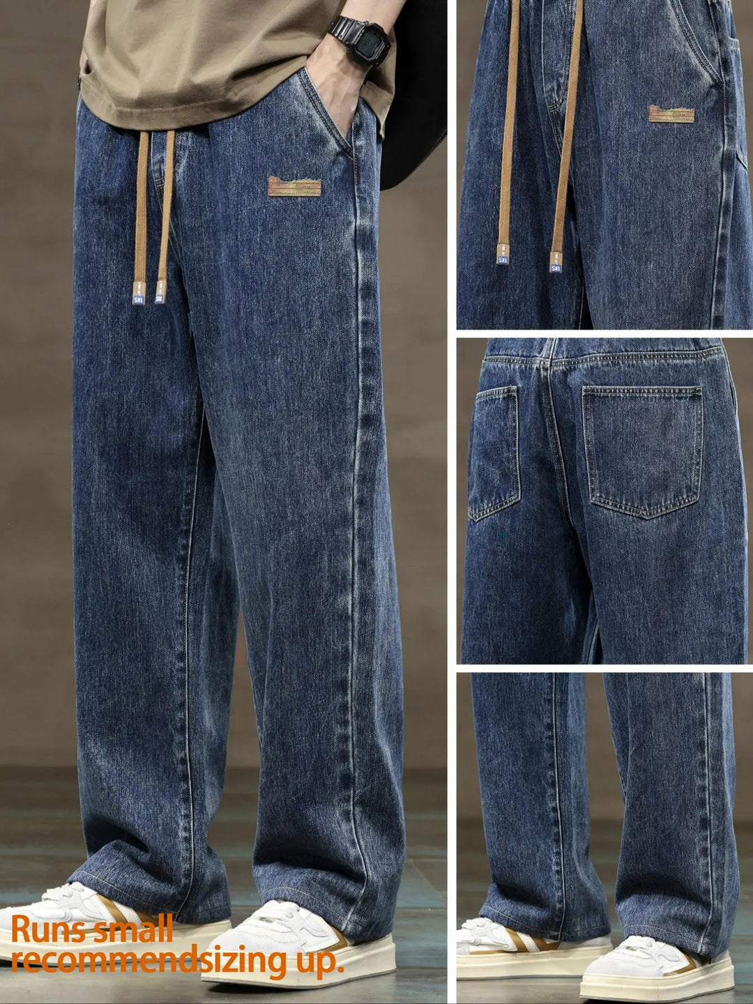 Vintage Washed Denim Jogger Pants