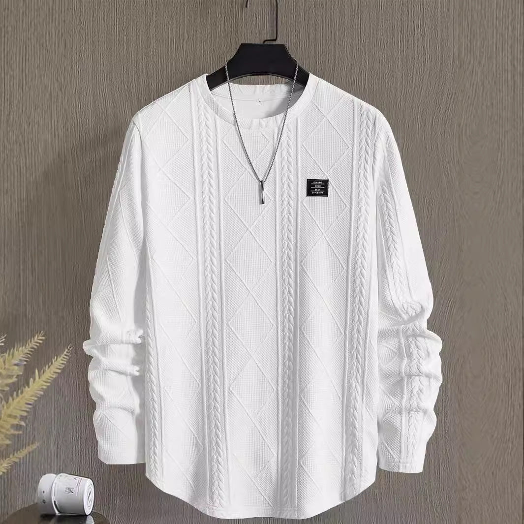 Textured Knit Long Sleeve Crewneck Sweatshirt