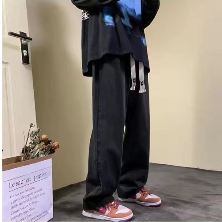 Relaxed Drawstring Denim Pants
