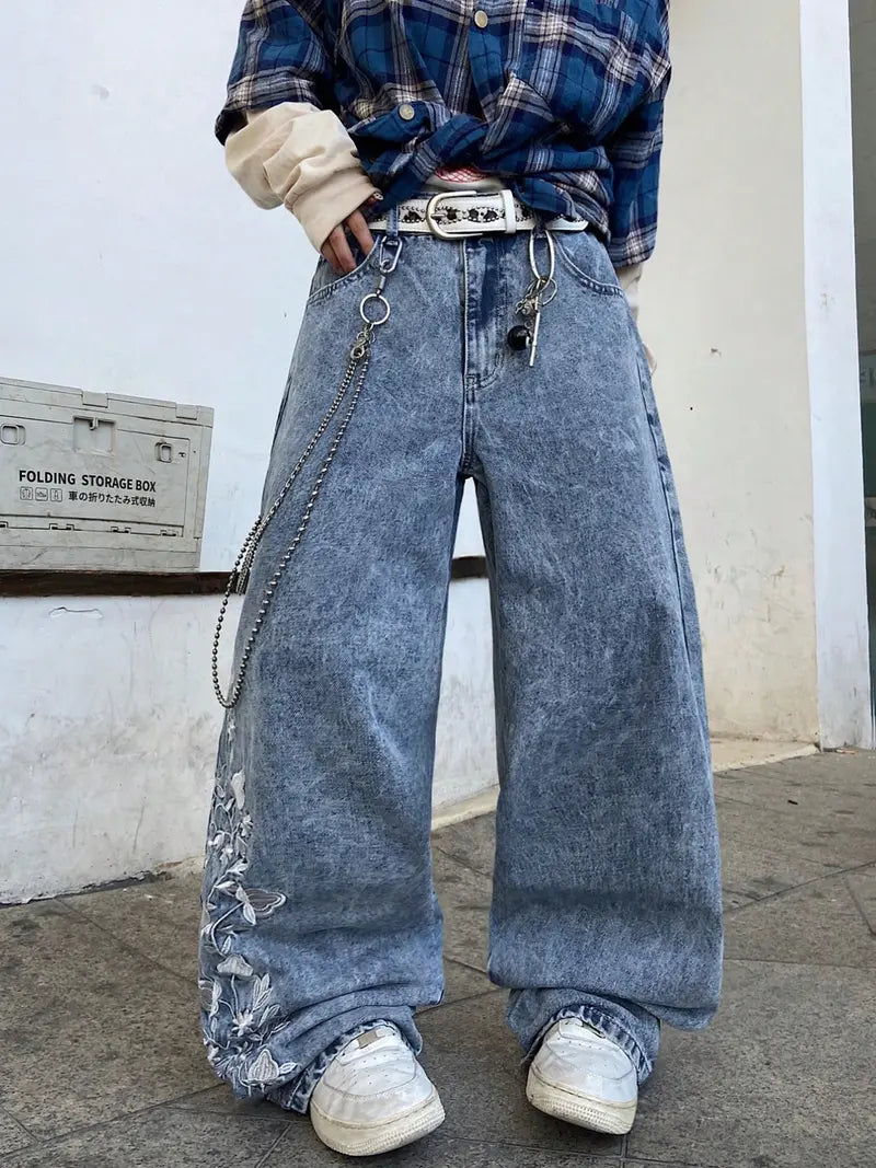 Thin Oversized Wide Leg Denim Jeans