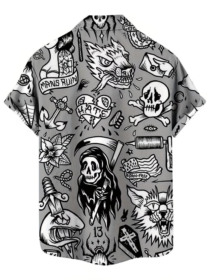 Dark Tropic Energy Skull Hawaiian Shirt