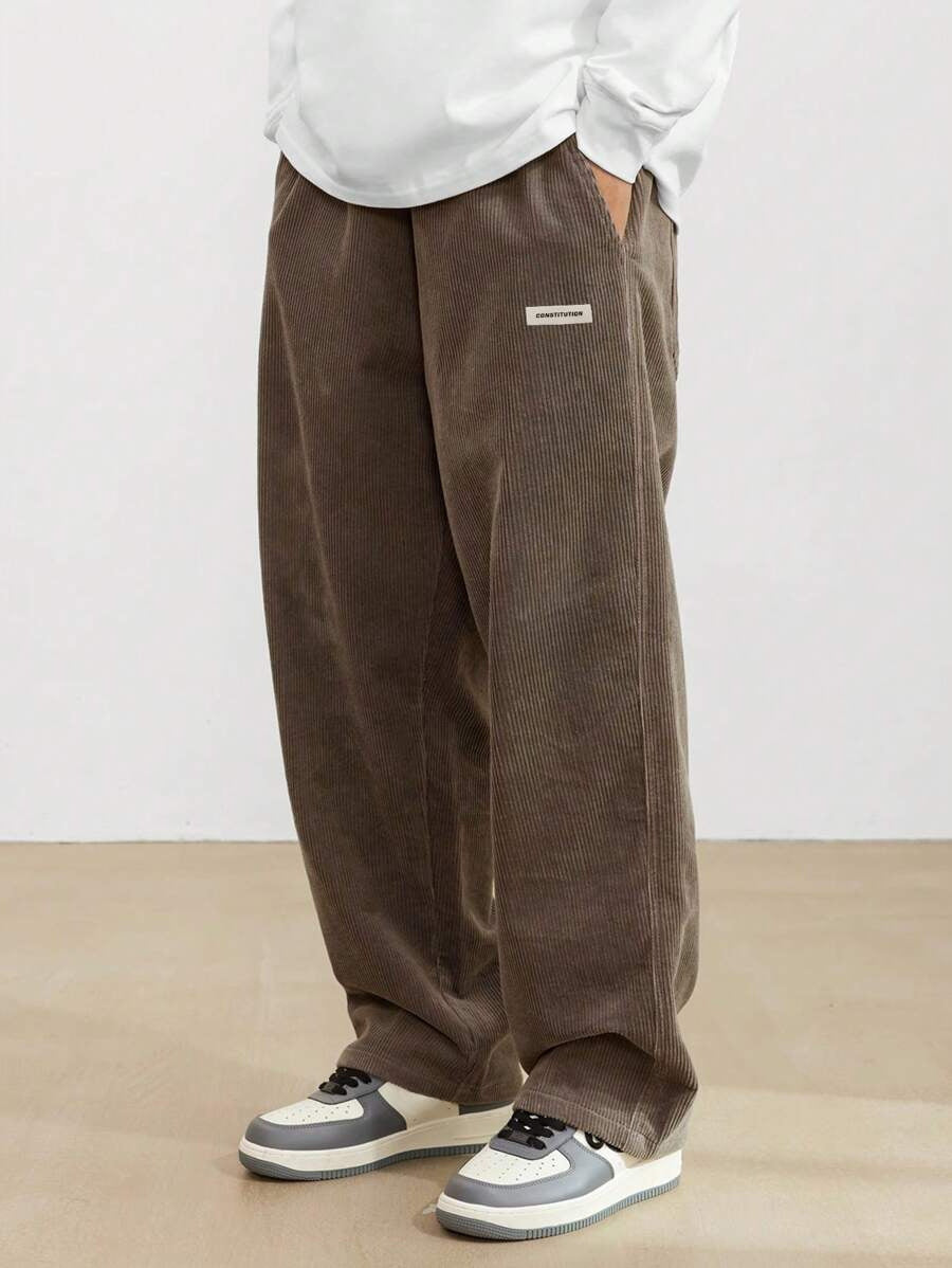 Drawstring Waist Corduroy Sweatpants