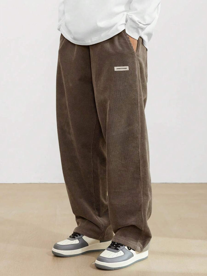 Drawstring Waist Corduroy Sweatpants